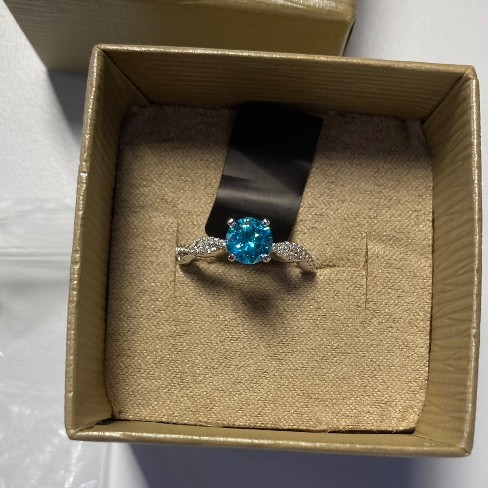NWT size 7 JTV sterling silver blue gem ring - Picture 5 of 8